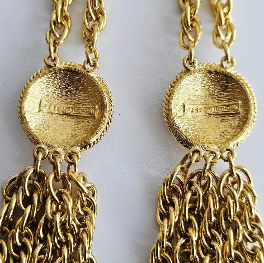 Vintage Chanel Lagerfeld Iconic Statement CC Swagged Collar Gold-plated Necklace